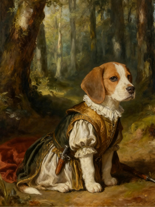 The Noble Hunter Pet Portrait | Classic Aristocratic Style