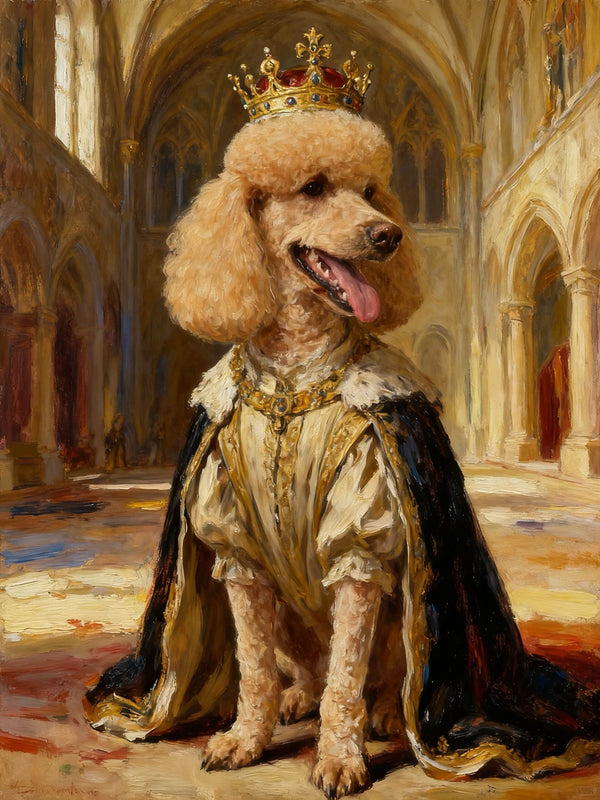 Queen’s Court Gown Pet Portrait | Elegant Royal Pet Art